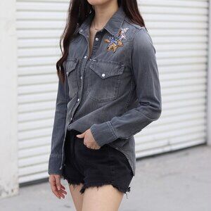 NWT - Zadig & Voltaire Thelma Acid Wash Denim Shirt SJCA0501F